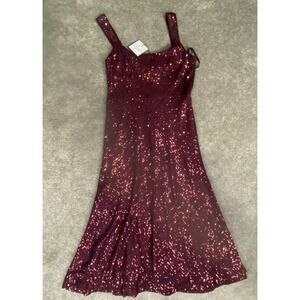 Laundry By Shelli Segal Sequin Dress Womens Size 12 Wine
